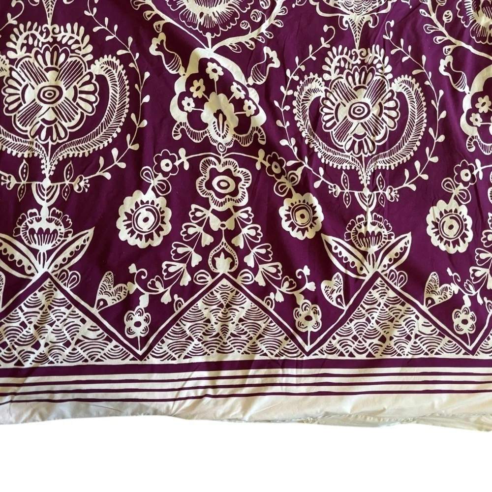 Pottery Barn Dorm Natalia Full~ Queen Duvet Cover W/ Shams Purple Floral 84”X86”
